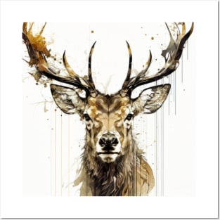 Stag Deer Portrait Animal Painting Wildlife Outdoors Adventure Posters and Art